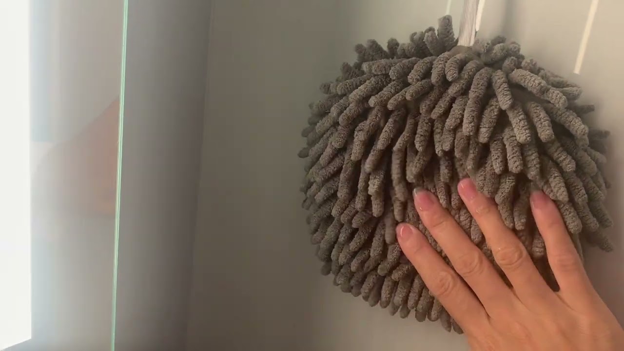 Little Hedgehog Fuzzy Ball Towel Sets of 2 Color Gray