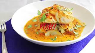 Halibut with Thai Red Sauce.