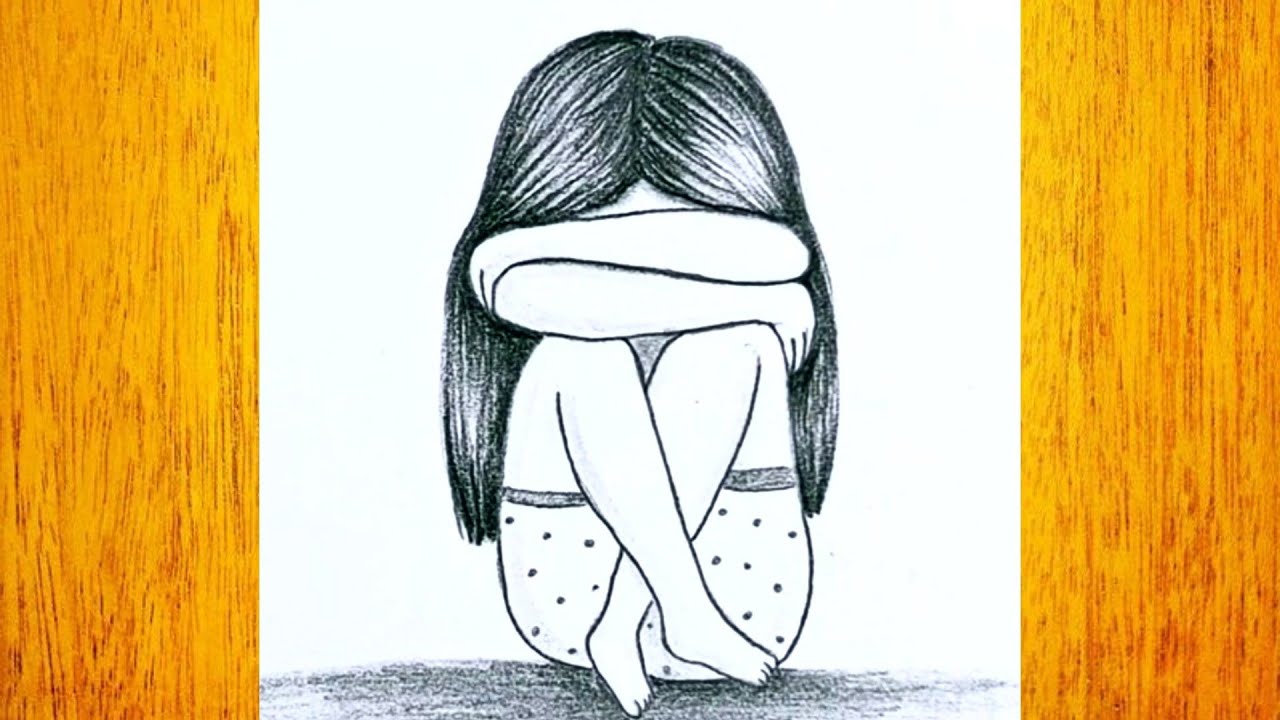 Cómo dibujar una chica solitaria y triste / Dibujo simple paso a paso -  thptnganamst.edu.vn