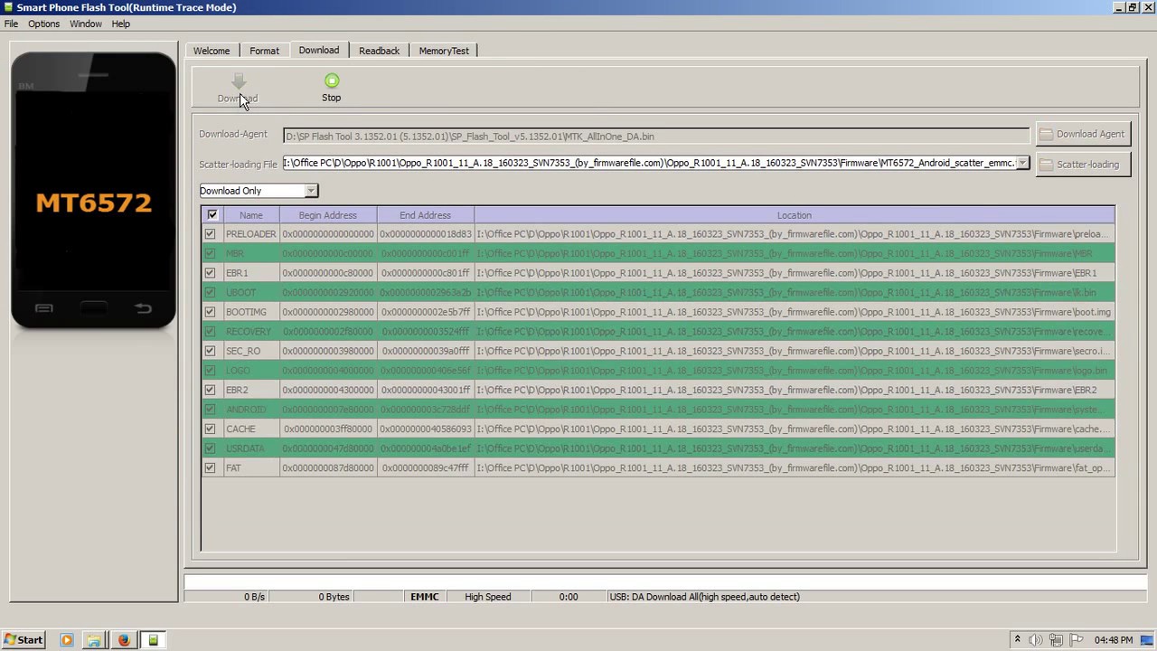 Oppo Joy R1001 Flashing With SP Flash Tool