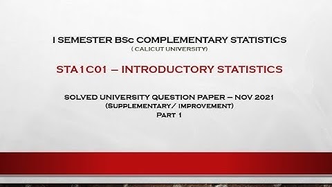 I BSc COMPLEMENTARY STATISTICS SOLVED QUESTION PAPER - NOV 2021 - PART1