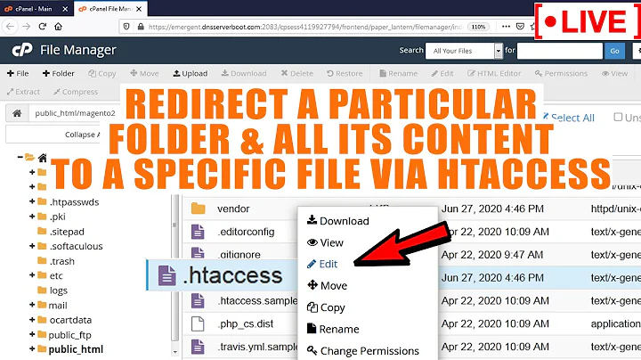 [🔴LIVE] How to Redirect any Directory to a File via htaccess in cPanel?