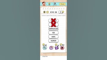 Brain Test level 128 - where does bee honey come from?