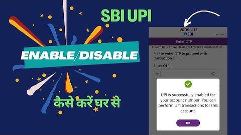 SBI UPI enable/disable Kaise Kare 2024 / Sbi UPI Id enable kaise kare 2024