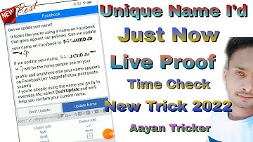 Facebook Unique name id new trick #2022 || Just Now || Live Proof Time Chack|| By #Aayan Tricker