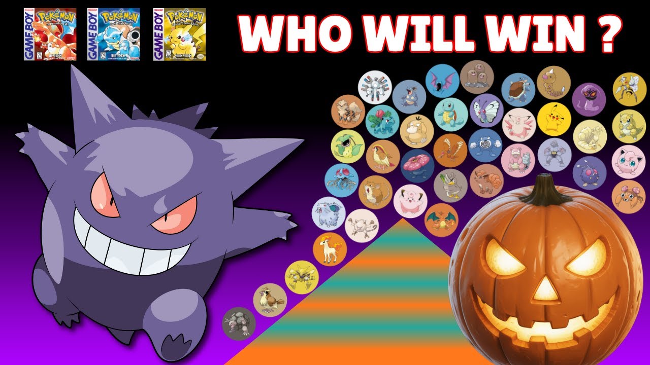 Gengar Racing Escape from Gengar! - ALL 151 Pokémon Red, Blue and Yellow Halloween ...