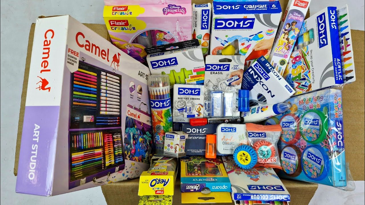 DOMS Stationery Collection🩵Camel Coloring kit, Apsara kit, FLAIR Kit, Geometry, Sharpener, Eraser