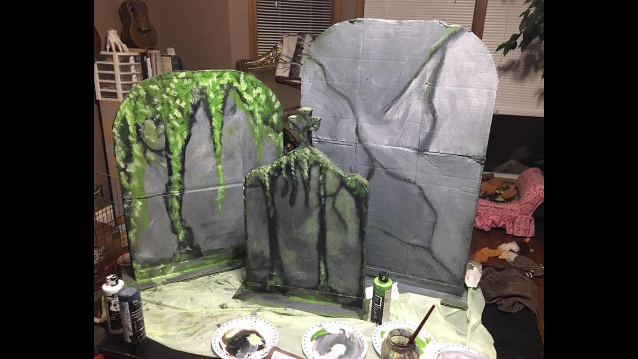 DIY Cardboard Tombstones props. Mixed media! YouTube