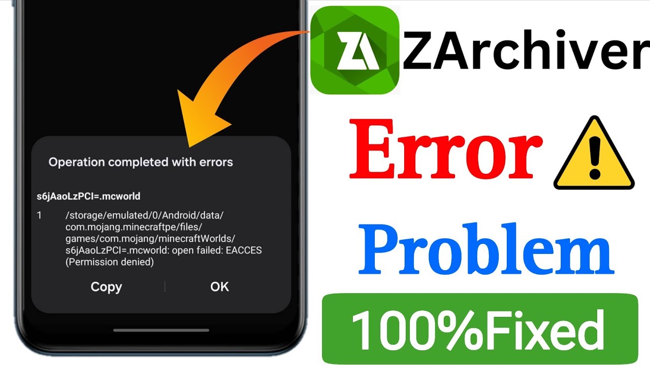 Fix zarchiver operation completed with errors || Operation