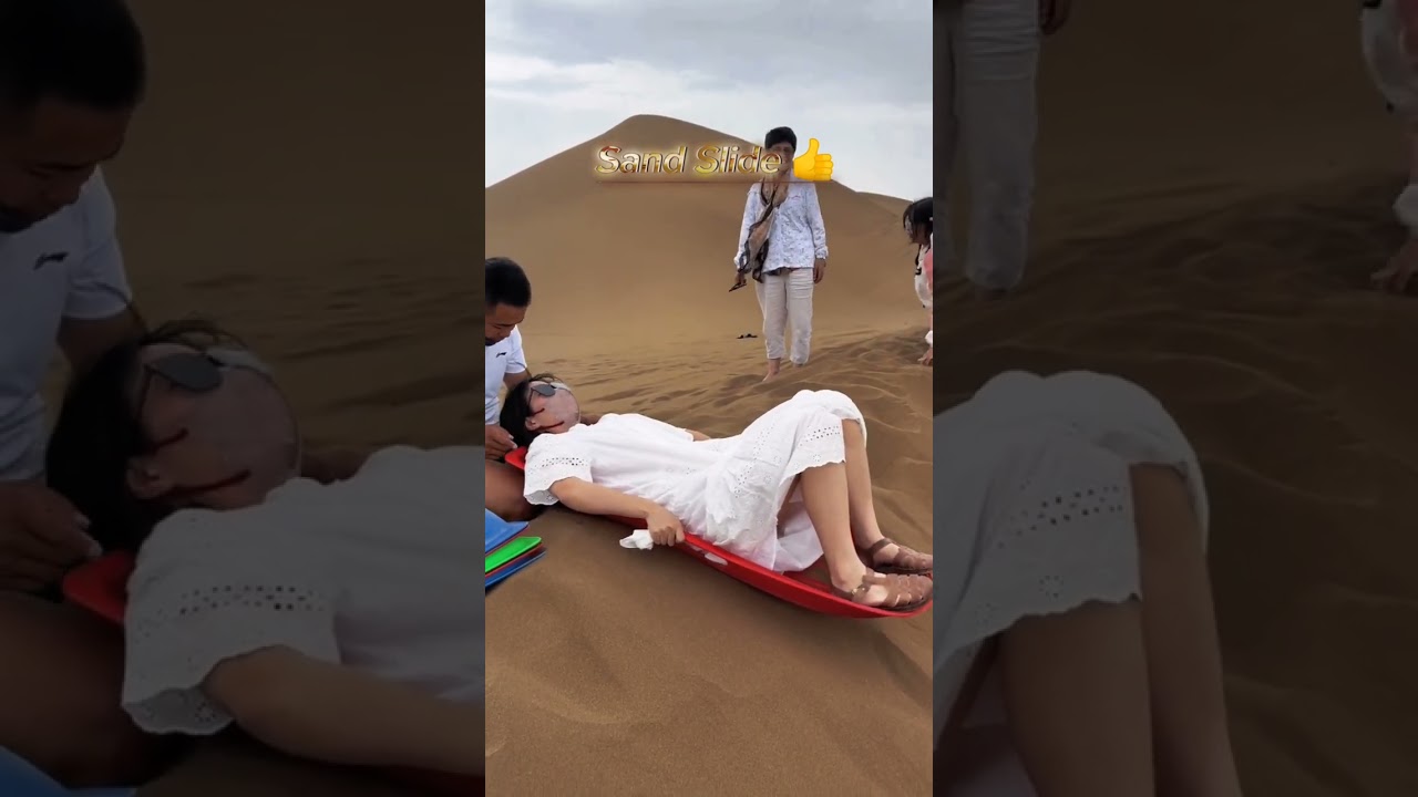 ❤️Girl enjoying sand slide😎 thru desert #short #shorts