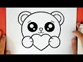 Comment dessiner un ours polaire avec un coeur kawaii