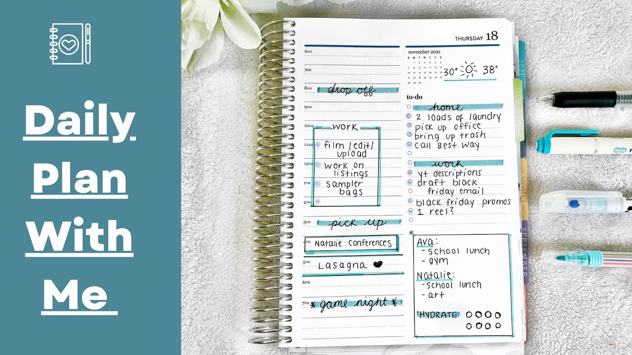 Daily Plan With Me | Pen Only in my Erin Condren A5 Daily Duo - YouTube
