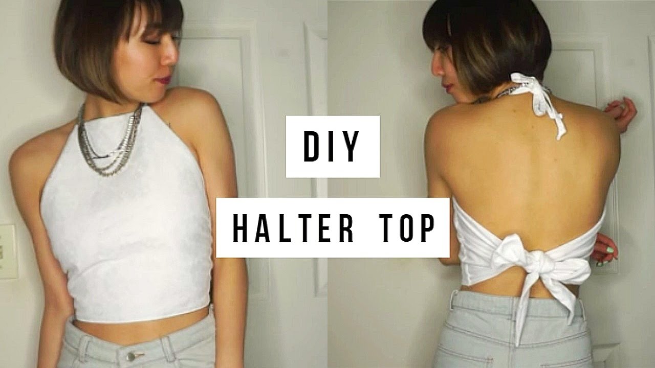 Turn a plain T-Shirt into a cute backless top. Video tutorial