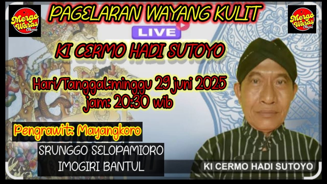 #live wayang kulit KI CERMO HADI SUTOYO Lakon: Pendowo Tani..di Srunggo selopamioro.imogiri.bantul