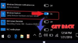 how to fix safely remove hardware icon missing in windows 10, 8, 7