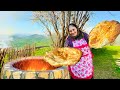 Grandma Baked Lots of Homemade National Azerbaijani Bread in the Tandoor!