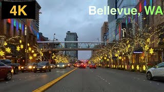 Downtown Bellevue, WA Driving Tour in Holiday Season 2022.
