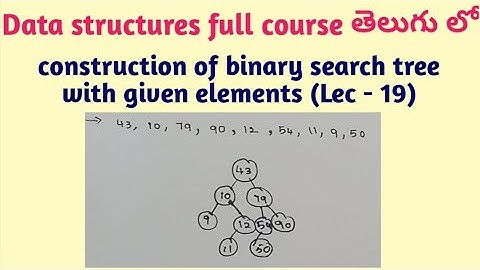 example for construction of binary search tree | trees in data structures | SRT Telugu Lectures
