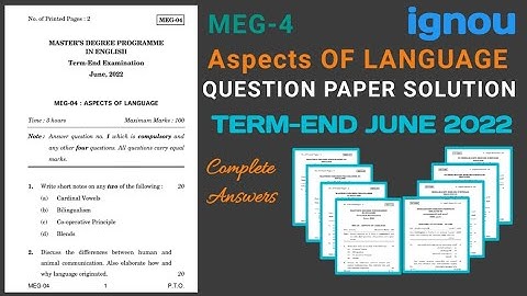 MEG 4 QUESTION PAPER SOLUTION | JUNE 2022 |