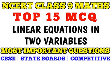 Best MCQ Class 9 Linear equation in two variable || Class 9 Maths - NCERT #class9maths #mcqncert