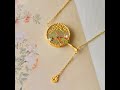 【Name】Ancient silver inlay Hetian jade ancient style round fan bamboo newspaper peace pendant