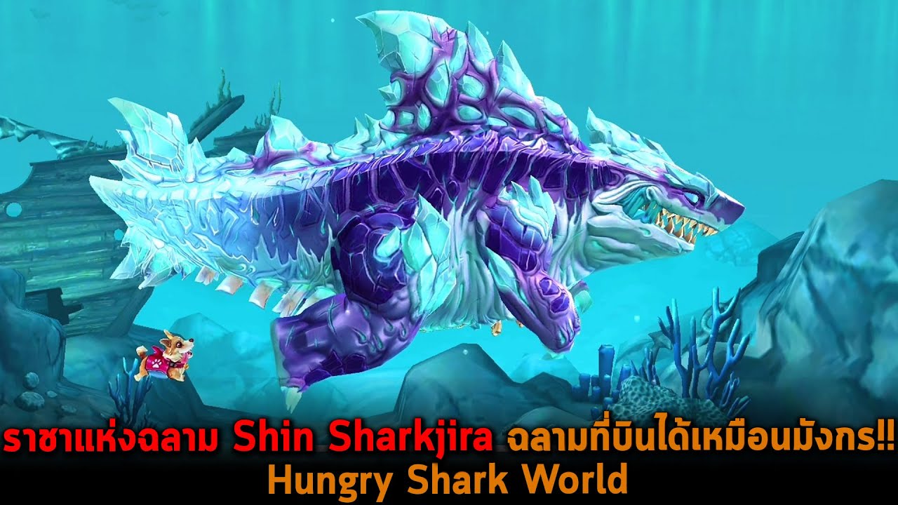 เกมฉลามกินคน  New 2022  ราชาแห่งฉลาม Shin Sharkjira ฉลามที่บินได้เหมือนมังกร Hungry Shark World