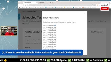 Where to see the available PHP versions in your StackCP dashboard?