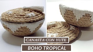 CANASTA BOHO TROPICAL HECHA CON YUTE 0 SISAL