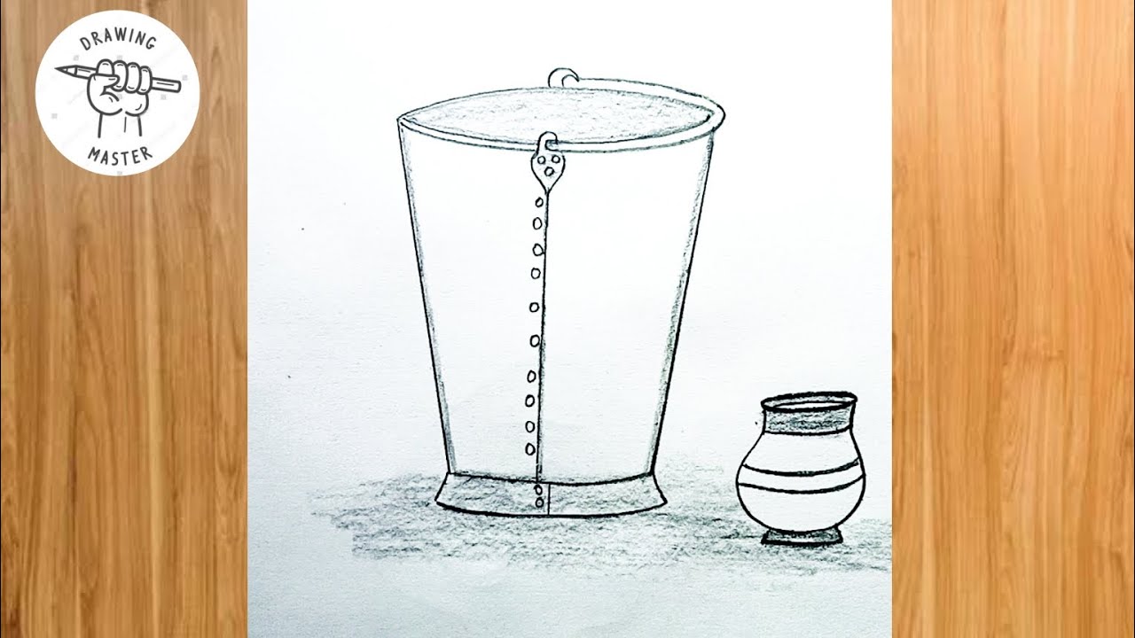 How to draw a bucket|| Easy drawing|| step by step drawings|| very easy ...