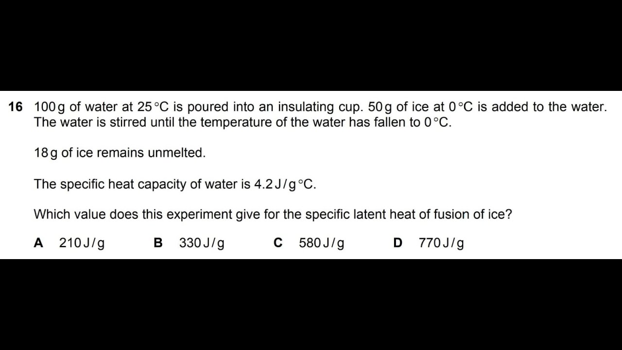 Cambridge IGCSE Physics May June 2019 - Specific Heat Capacity ...