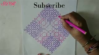 25 - 1 Straight Dots || Beautiful Big Chikku Rangoli || Festival Rangoli || Competition Rangoli