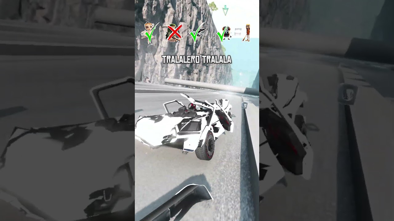 🪵Italian Brainrot Funk BeamNG DRIVE Car Jump Challenge 🦈☕  #beamngdrive #italianbrainrot