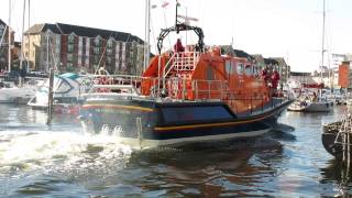 The Brand new Mumbles RNLI Tamar Lifeboat at Swansea Marina