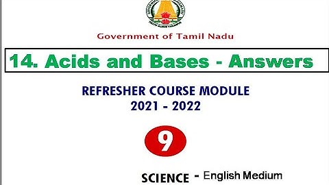 9th science refrsher course module unit 14 Acida and basis answers class 9 Science refresher course