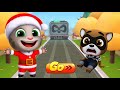 Talking Tom Gold Run New Update - Santa Tom vs Raccoon Boss Fight in Grow and Go | Funny Race 🔥