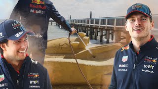 Max and Checo Destroy Sand Sculpture! 💥