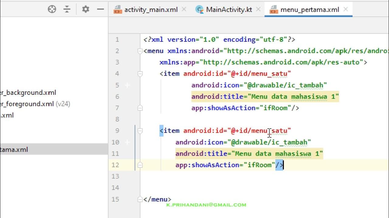Option menu dan When (Switch Case) pada android kotlin YouTube