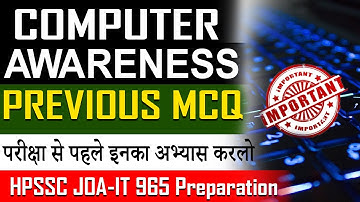 IMPORTANT COMPUTER FOR JOA IT 965 EXAM - Previous Year Questions | Most Expected Questions for JOA