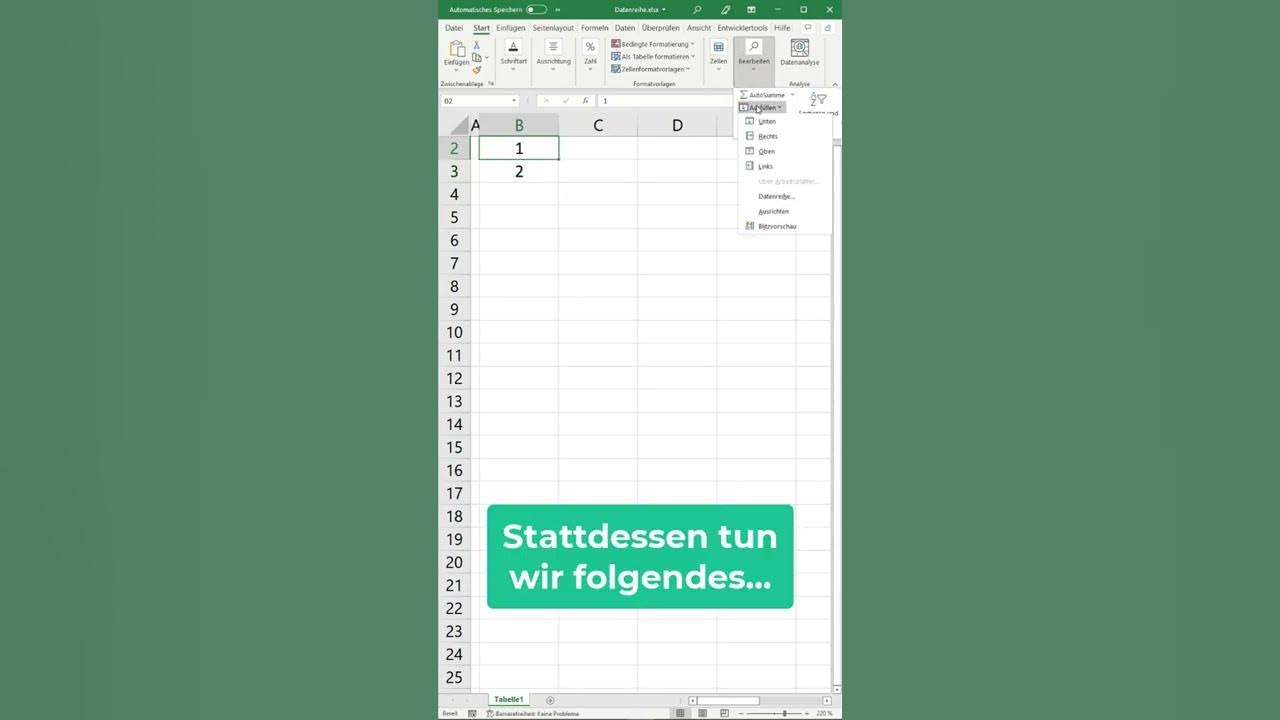 Excel fortlaufende nummerierung bis 1 000 000 1 2 3 