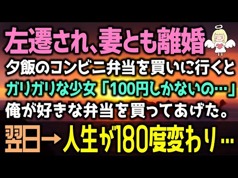 感動する話 左遷され妻とも離婚夕飯のコンビニ弁当を買いに行くとガリガリな少女 100円しかないの 俺が好きな弁当を買ってあげると翌日 人生が180度変わり 泣ける話 感動ストーリー朗読 総集編