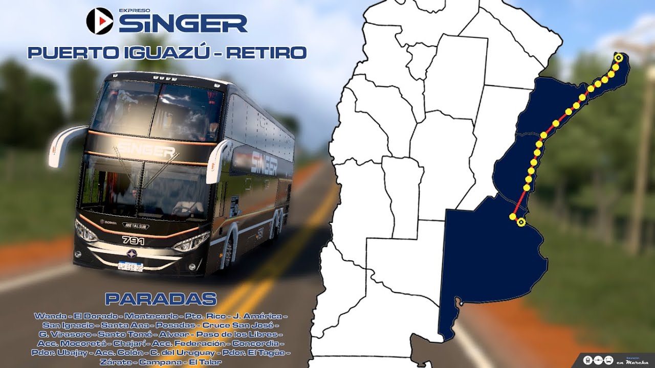 PTO. IGUAZÚ - RETIRO | Servicio Completo Expreso Singer | Simulación en Marcha