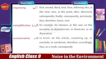 English 9th | Chapter 11 | Exercise | Noise in the Environment | Urdu Translation | Online Lecture