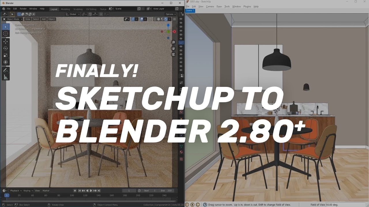 SketchUp to Blender 2.8 (2.80 - 2.90) | Importing Tutorial