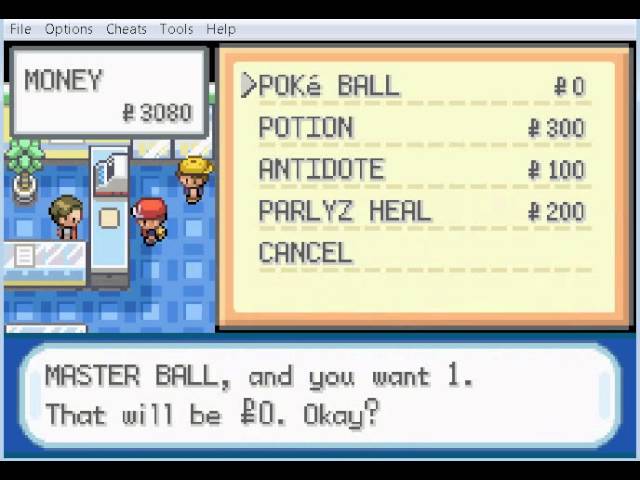 Pokemon Firered: Masterball Cheats (PC) 