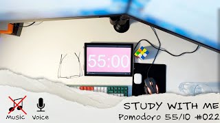 Study with me daily - Pomodoro 55 / 10 - No Music - Keyboard/Mouse/Rain Sound ASMR - #022