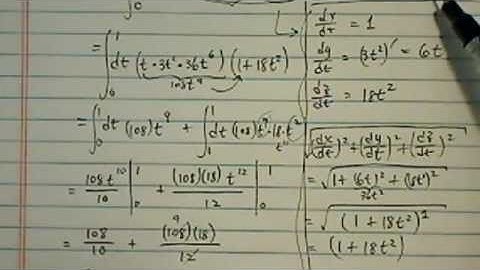 *Line Integral: Int [xy(z^2)] ds along C: x = t; y = 3t^2 z = 6t^3  for t: (0, 1))