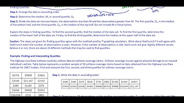 Math 14 3.4 Objective 3: Determine and Interpret Quartiles