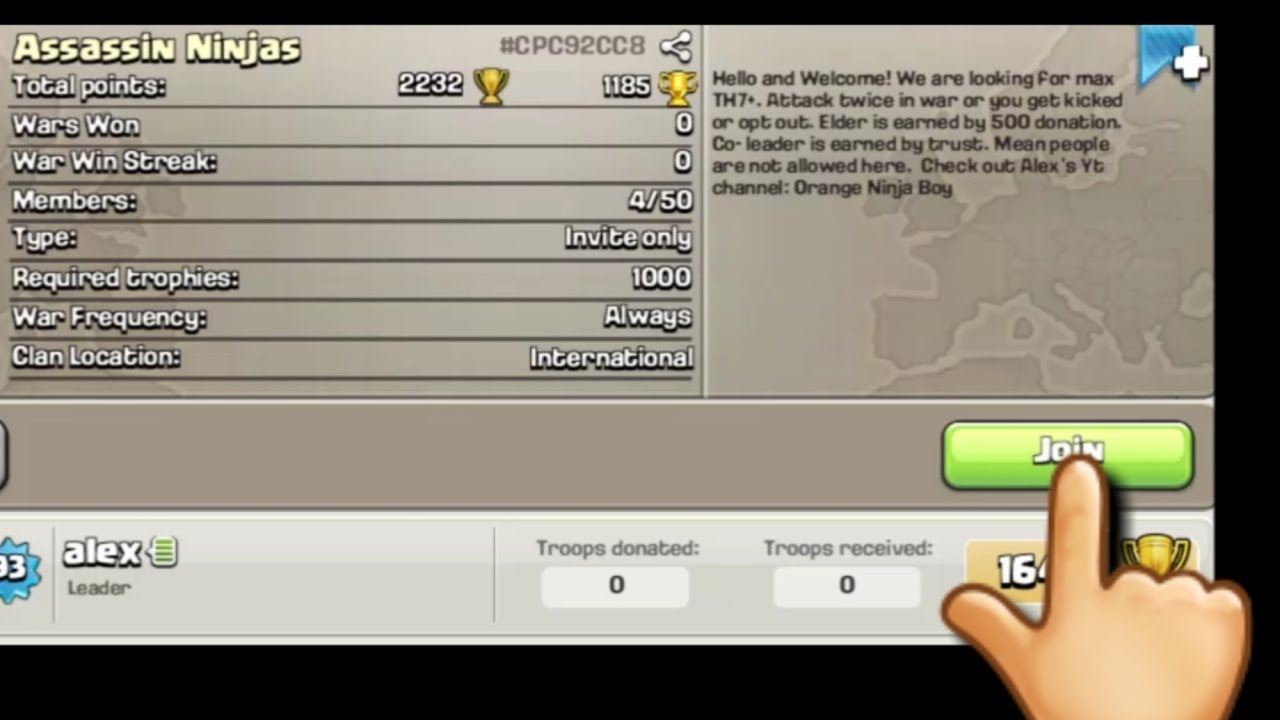 How To Get People To Join Your New Clan Clash Of Clans Youtube