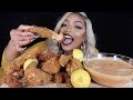 DEEP FRIED KING CRAB LEG  MUKBANG/ SEAFOOD BOIL W/ QuttieQue Sauce