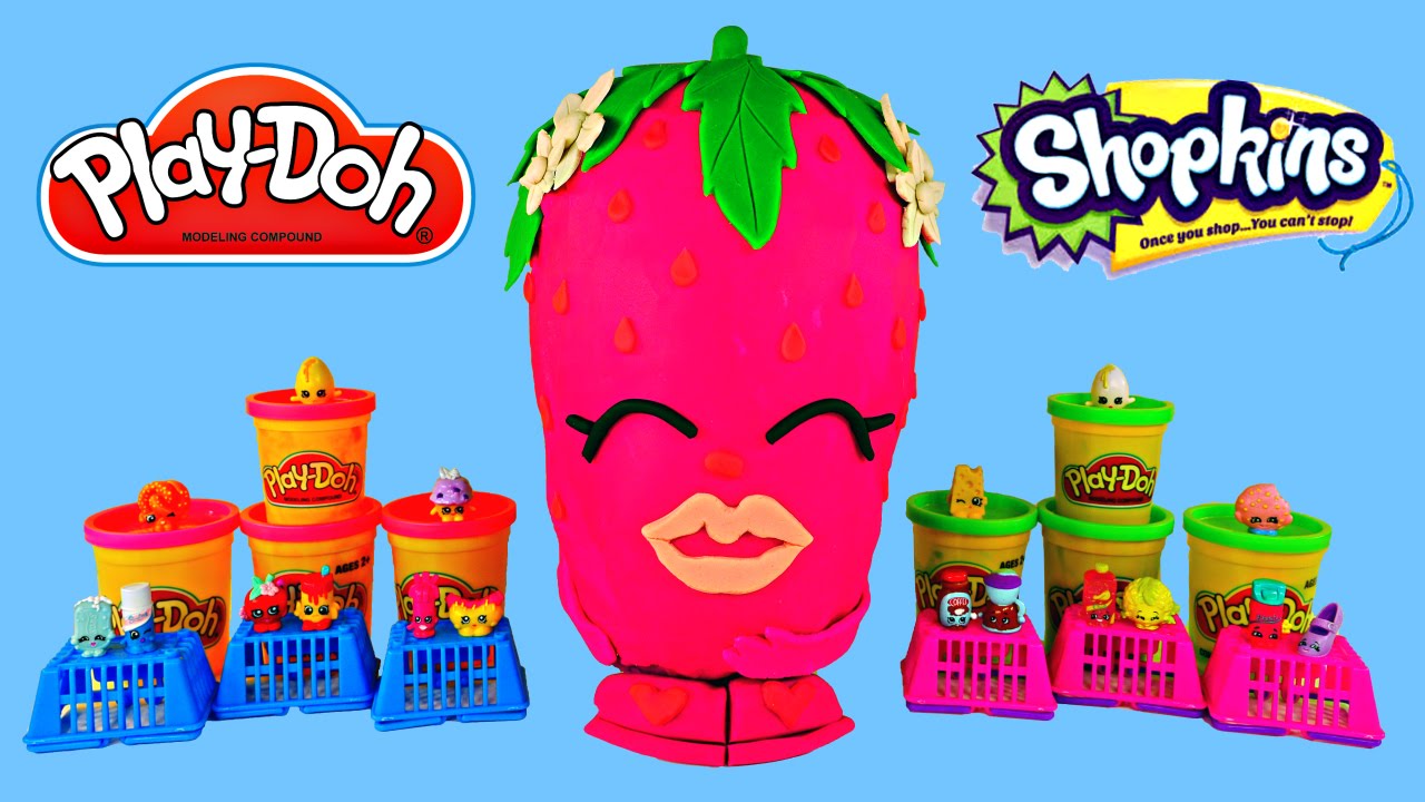 GIANT Play Doh Surprise Egg STRAWBERRY KISS from SHOPKINS - YouTube